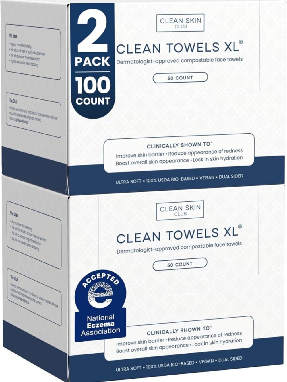 Ultra Soft Disposable Face Towels - 100% Biobased, Eczema Friendly, 100 Ct Total